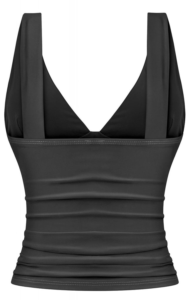 Sleeveless Plunge Tank - Black