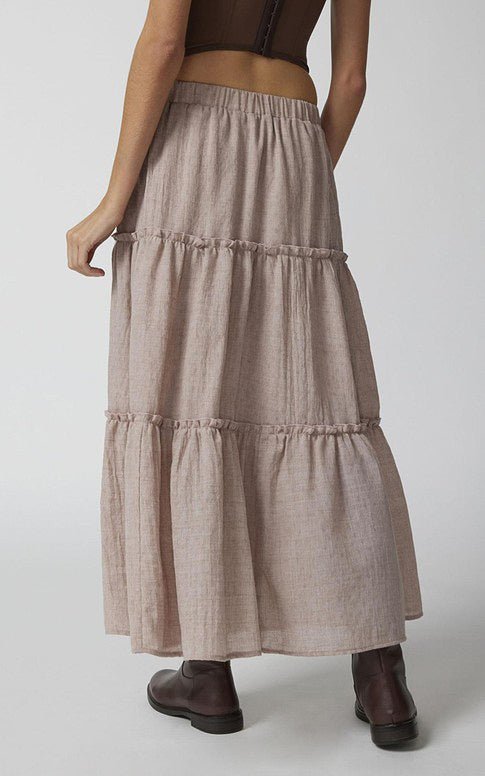 Tiered Maxi Skirt Khaki