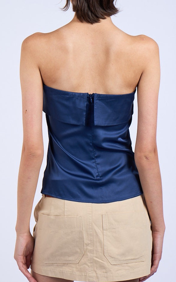 Satin Tube Top Navy