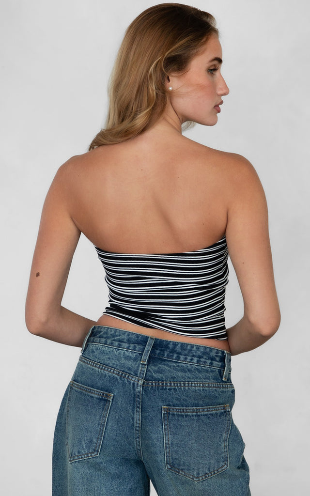 Striped Tube Top Black + White