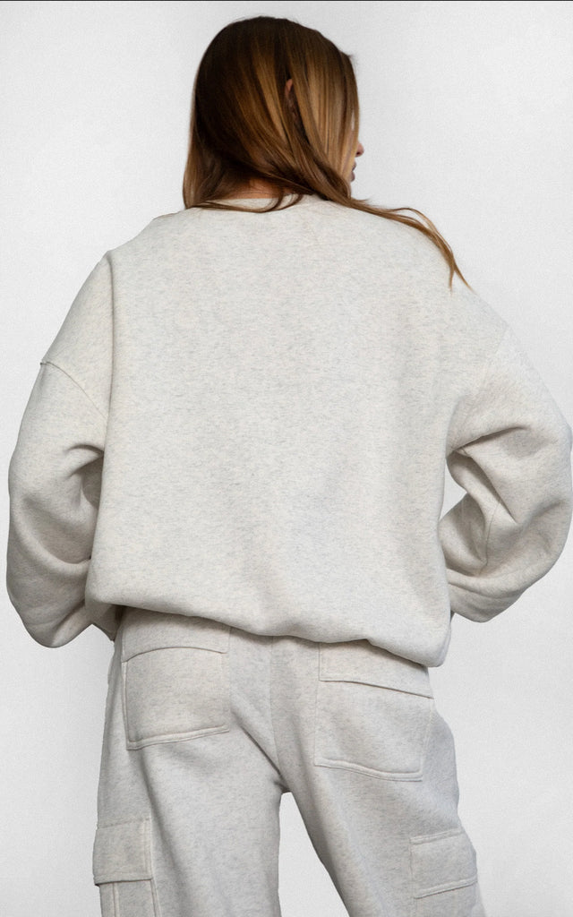 Fleece Crewneck Sweatshirt Heather White