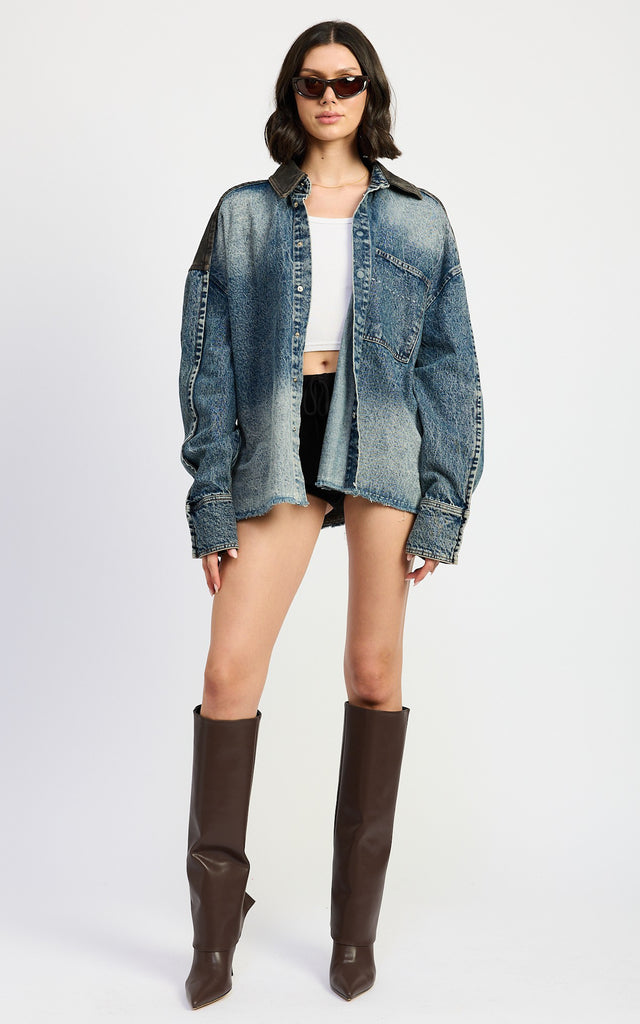 Two-Tone Oversized Denim Jacket