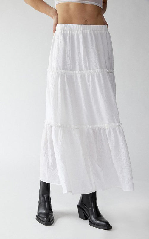 [MONOHA] /☆ 25SS Cotton tiered maxi skirt / white Cotton tiered maxi skirt (white) : MONOHA