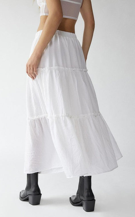 Tiered Maxi Skirt White