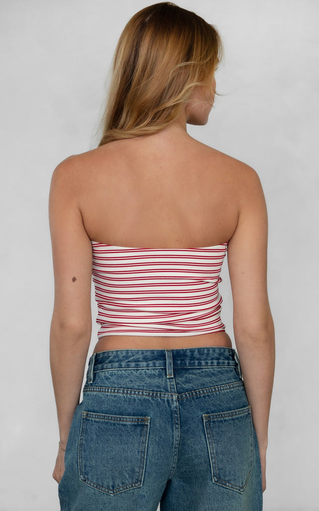 Striped Tube Top Red + White