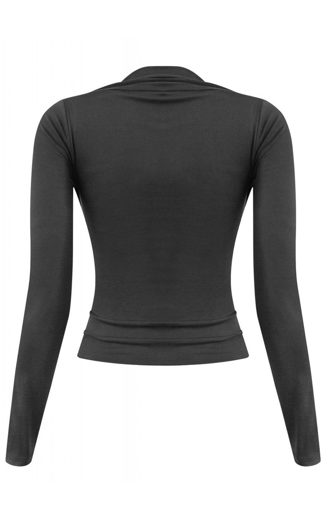 Long Sleeve Square Neck Top Black