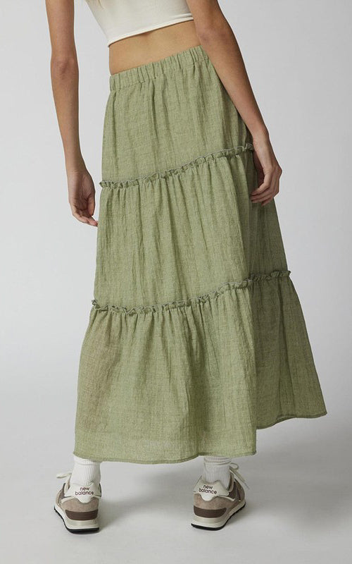 Tiered Maxi Skirt Green