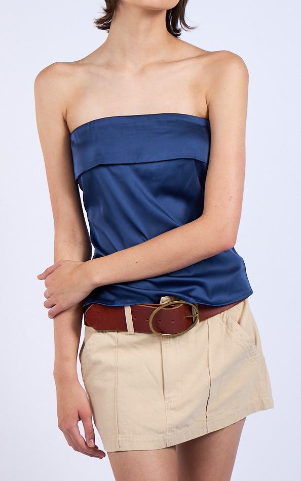 Satin Tube Top Navy