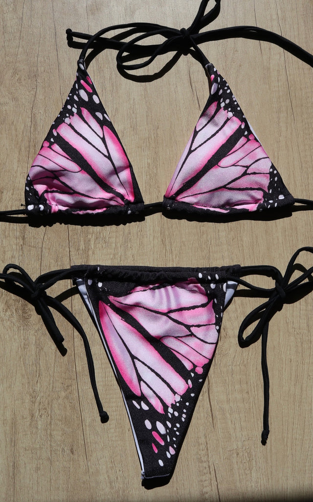 Butterfly Triangle Bikini Top Pink