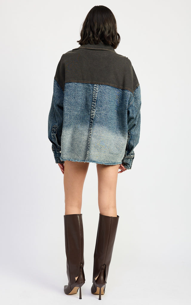 Two-Tone Oversized Denim Jacket