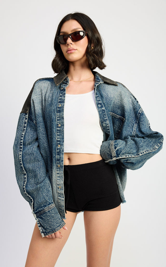 Two-Tone Oversized Denim Jacket