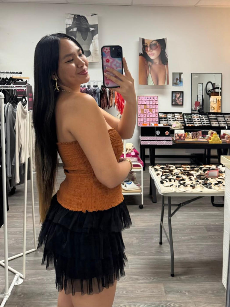 Smocked Tube Top Orange