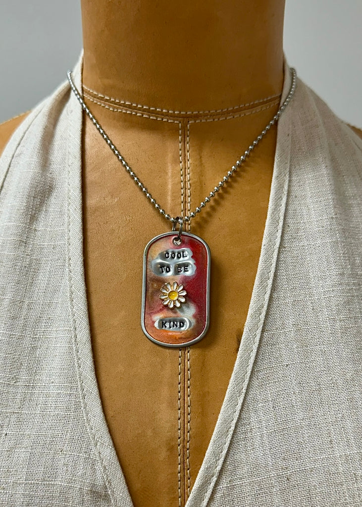 Kate Mesta Dog Tag Necklace Cool To Be Kind