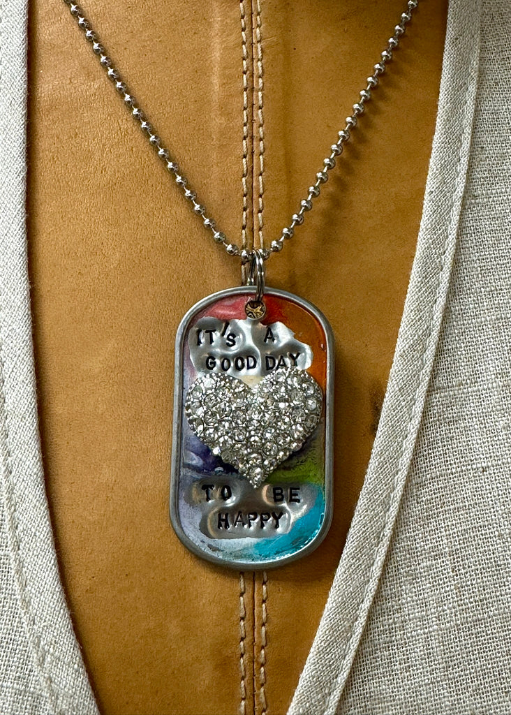 Kate Mesta Dog Tag Necklace Good Day To Be Happy