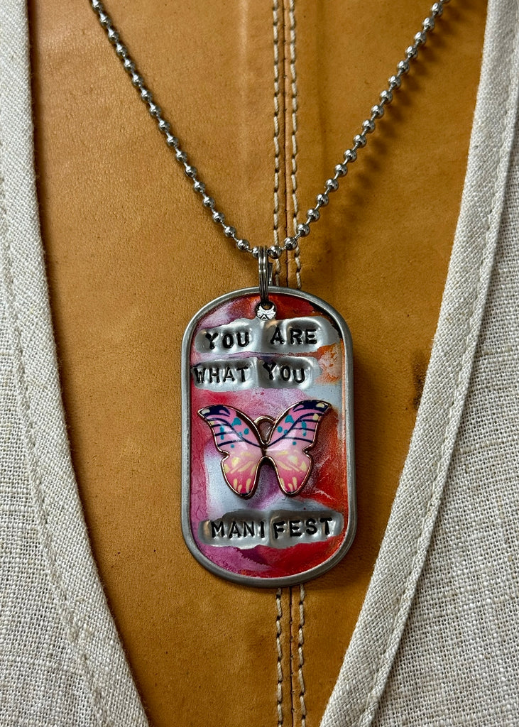 Kate Mesta Dog Tag Necklace You Are What You Manifest
