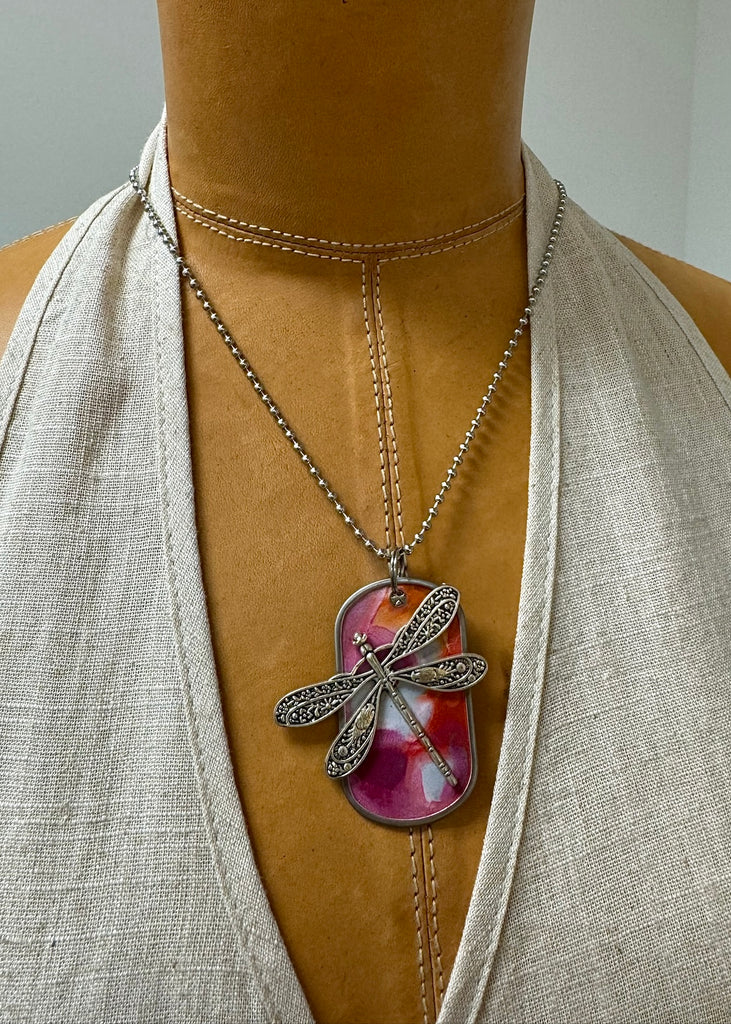 Kate Mesta Dog Tag Necklace Dragonfly