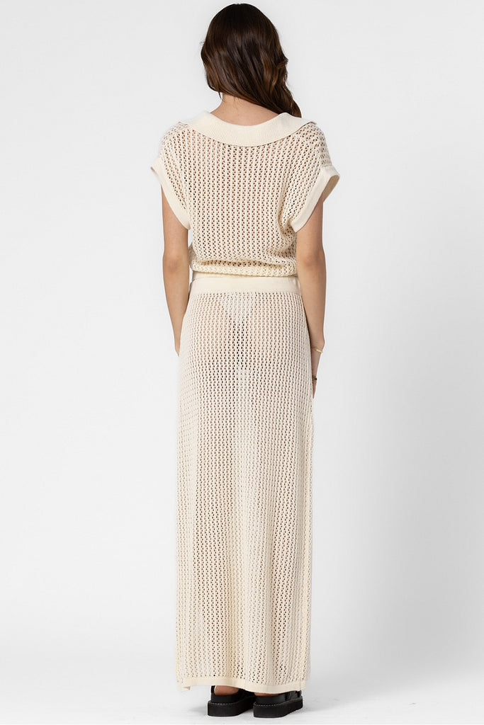 Knit Crochet Collared Shirt Cream