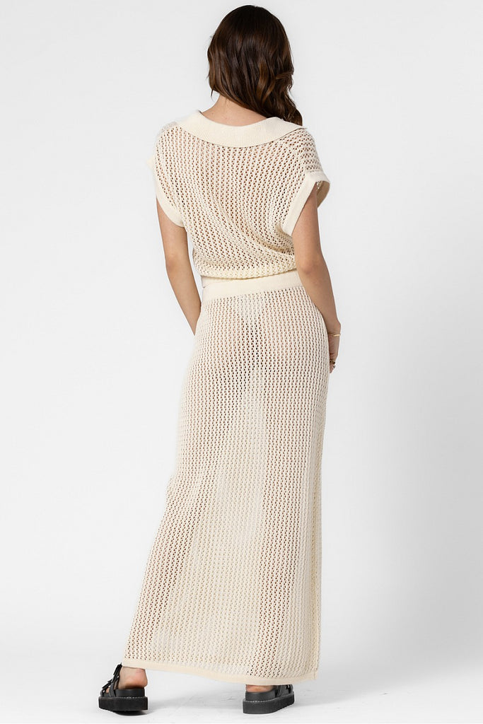 Knit Crochet Collared Shirt Cream