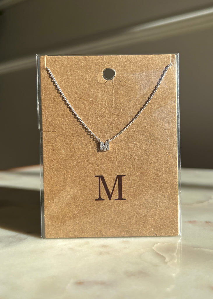 Sparkle Initial Necklace - Silver