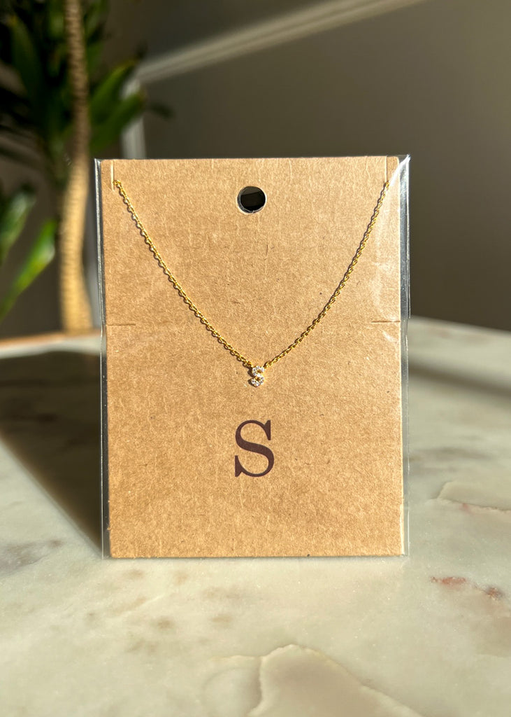 Sparkle Initial Necklace - Gold