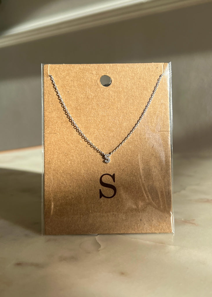 Sparkle Initial Necklace - Silver