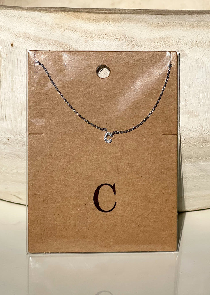 Sparkle Initial Necklace - Silver