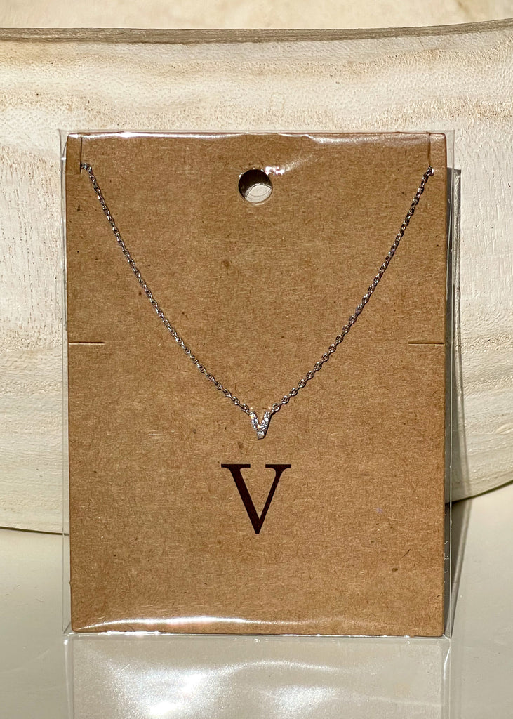 Sparkle Initial Necklace - Silver