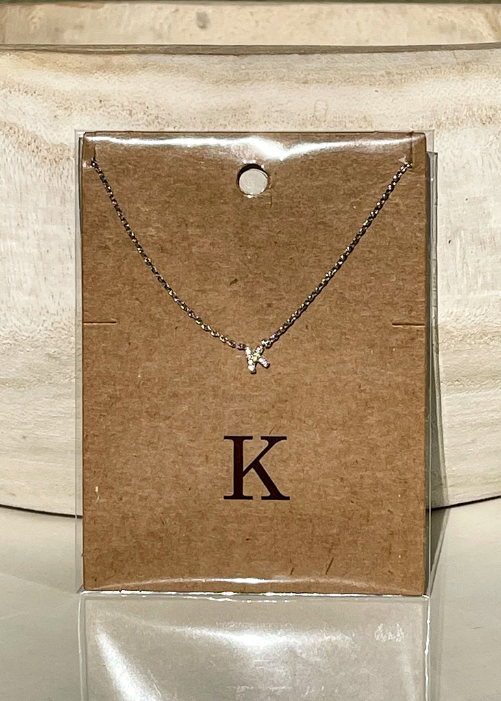 Sparkle Initial Necklace - Silver