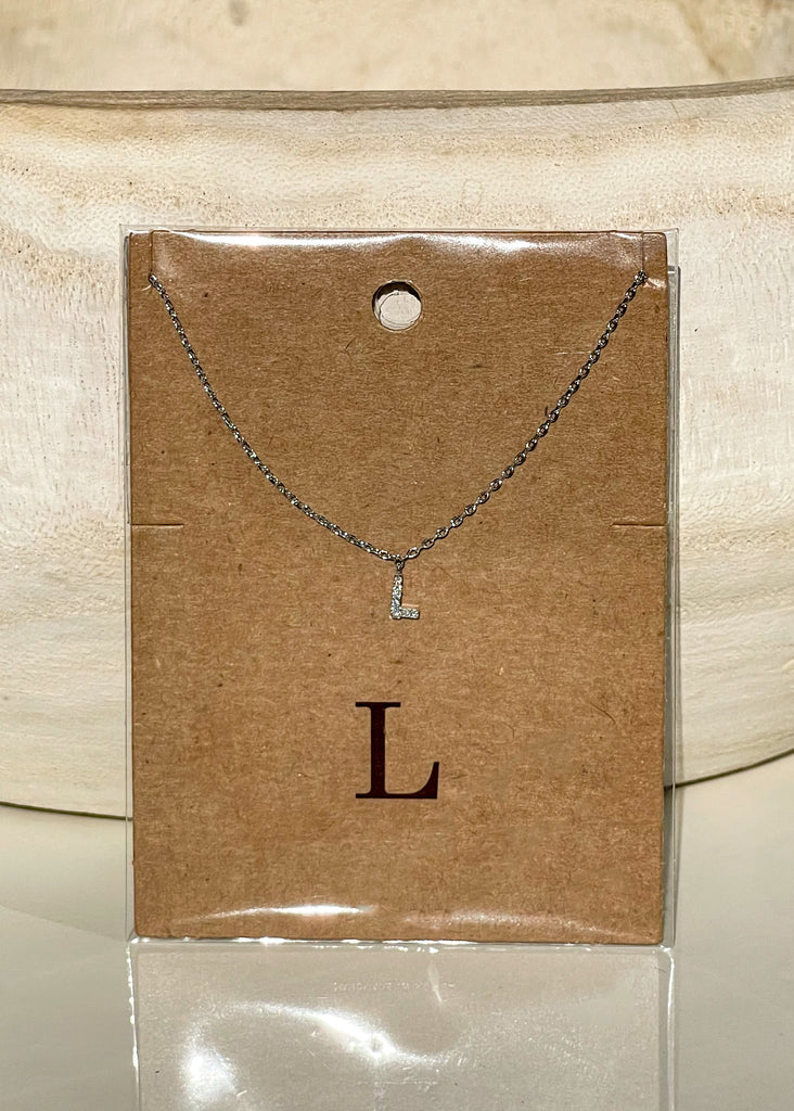 Sparkle Initial Necklace - Silver