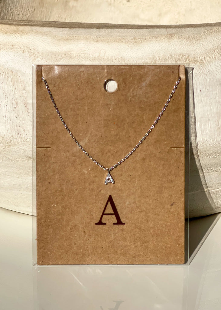 Sparkle Initial Necklace - Silver