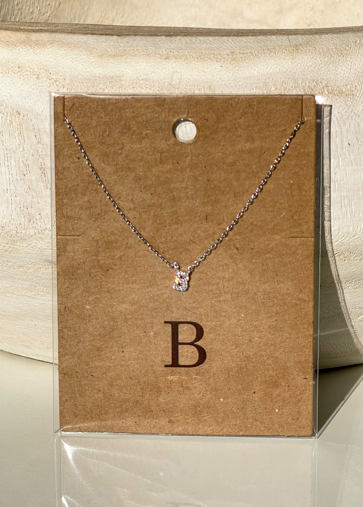 Sparkle Initial Necklace - Silver