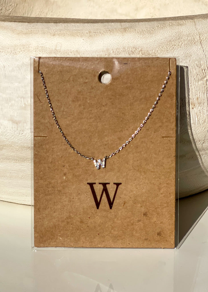 Sparkle Initial Necklace - Silver