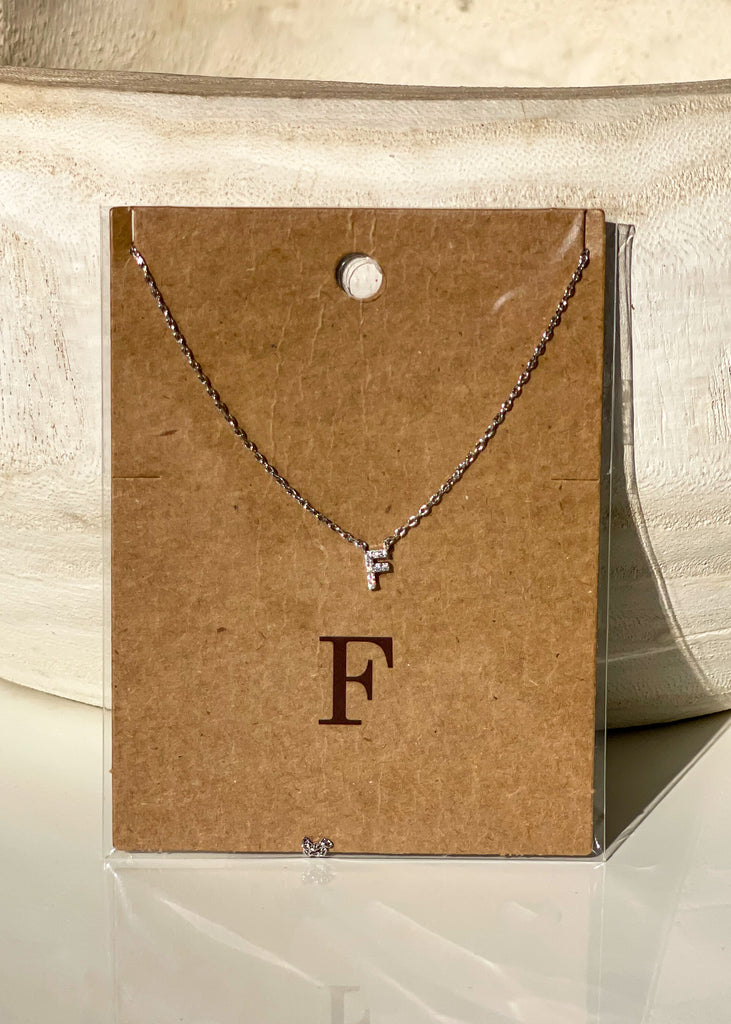 Sparkle Initial Necklace - Silver